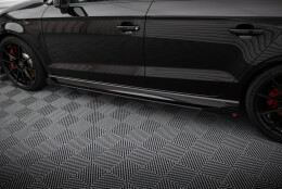 Street Pro Seitenschweller Ansatz Cup Leisten passend für Audi RS3 Limousine 8V Facelift SCHWARZ+ HOCHGLANZ FLAPS