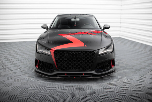 Street Pro Cup Spoilerlippe Front Ansatz passend für Audi A7 RS7 Look C7 rot