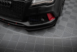 Street Pro Cup Spoilerlippe Front Ansatz + Flaps für Audi A7 RS7 Look C7 schwarz Hochglanz