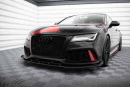 Street Pro Cup Spoilerlippe Front Ansatz passend für Audi A7 RS7 Look C7 SCHWARZ+ HOCHGLANZ FLAPS