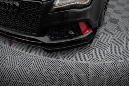 Street Pro Cup Spoilerlippe Front Ansatz für Audi A7 RS7 Look C7 ROT+ HOCHGLANZ FLAPS
