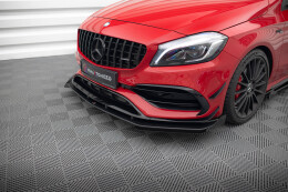 Street Pro Cup Spoilerlippe Front Ansatz für Mercedes-Benz A 45 AMG Aero W176 Facelift schwarz+ Hochglanz Flaps