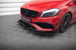 Street Pro Cup Spoilerlippe Front Ansatz passend für Mercedes-Benz A 45 AMG Aero W176 Facelift SCHWARZ+ HOCHGLANZ FLAPS
