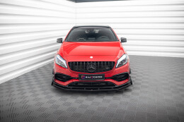 Street Pro Cup Spoilerlippe Front Ansatz für Mercedes-Benz A 45 AMG Aero W176 Facelift rot+ Hochglanz Flaps