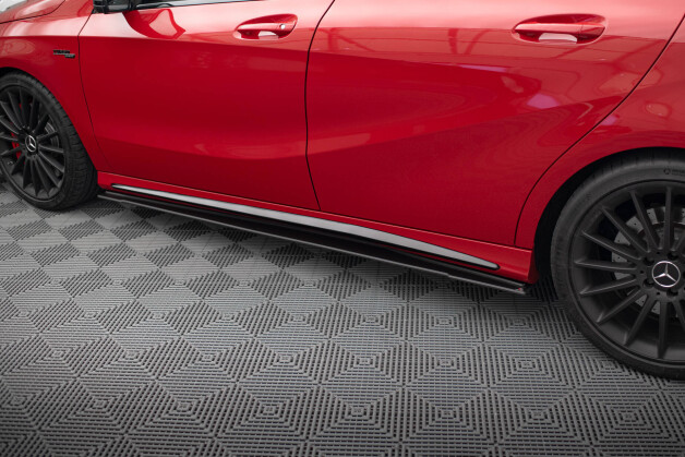Street Pro Seitenschweller Ansatz Cup Leisten passend für Mercedes-Benz A 45 AMG W176 Facelift SCHWARZ