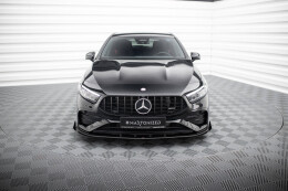 Street Pro Cup Spoilerlippe Front Ansatz für Mercedes-AMG A35 W177 Facelift schwarz+ Hochglanz Flaps