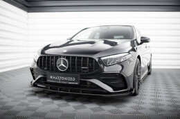 Street Pro Cup Spoilerlippe Front Ansatz passend für Mercedes-AMG A35 W177 Facelift SCHWARZ+ HOCHGLANZ FLAPS