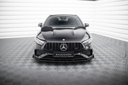 Street Pro Spoilerlippe Front Ansatz + Flaps passend für Mercedes-AMG A35 W177 FL schwarz Hochglanz