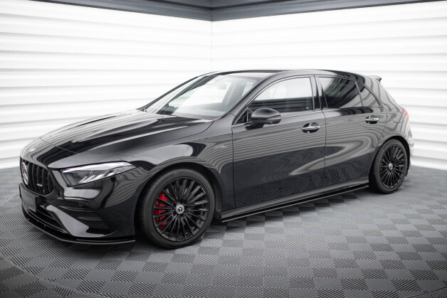 Street Pro Seitenschweller Ansatz Cup Leisten passend für Mercedes-AMG A35 W177 Facelift rot