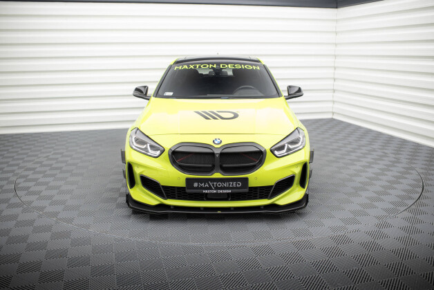 Street Pro Cup Spoilerlippe Front Ansatz passend für BMW 1er F40 M-Paket / M135i SCHWARZ+ HOCHGLANZ FLAPS