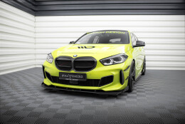 Street Pro Cup Spoilerlippe Front Ansatz passend für BMW 1er F40 M-Paket / M135i SCHWARZ+ HOCHGLANZ FLAPS