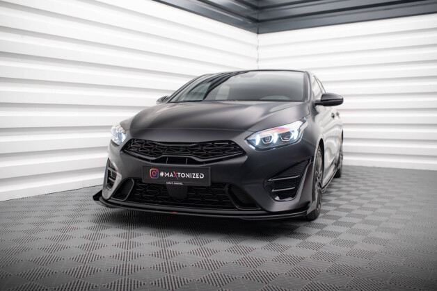 Street Pro Cup Spoilerlippe Front Ansatz + Flaps für Kia Proceed GT Mk3 Facelift / Ceed GT / GT - Line Mk1 Facelift  schwarz Hochglanz