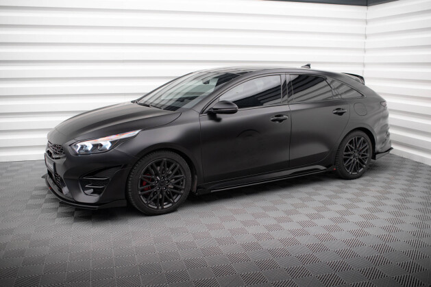 Street Pro Seitenschweller Ansatz Cup Leisten für Kia Proceed GT Mk1 Facelift schwarz+ Hochglanz Flaps