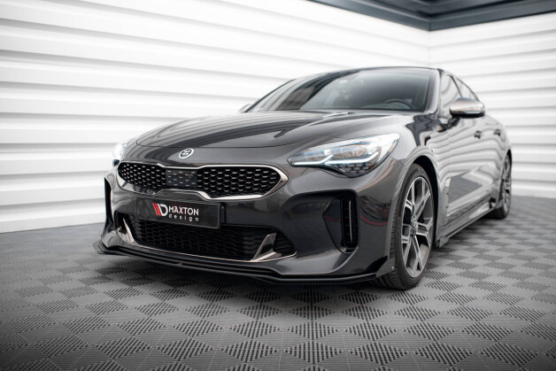 Street Pro Cup Spoilerlippe Front Ansatz + Flaps für Kia Stinger GT / GT-Line / Standard Mk1 schwarz Hochglanz
