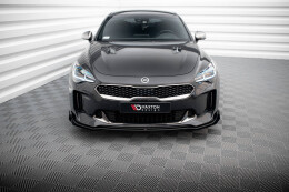 Street Pro Cup Spoilerlippe Front Ansatz + Flaps für Kia Stinger GT / GT-Line Mk1 schwarz Hochglanz