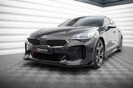 Street Pro Cup Spoilerlippe Front Ansatz + Flaps für Kia Stinger GT / GT-Line Mk1 schwarz Hochglanz