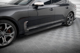 Street Pro Seitenschweller Ansatz Cup Leisten + Flaps für Kia Stinger GT / GT-Line / Standard Mk1 schwarz Hochglanz