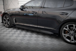 Street Pro Seitenschweller Ansatz Cup Leisten passend für Kia Stinger GT-Line Mk1 SCHWARZ+ HOCHGLANZ FLAPS