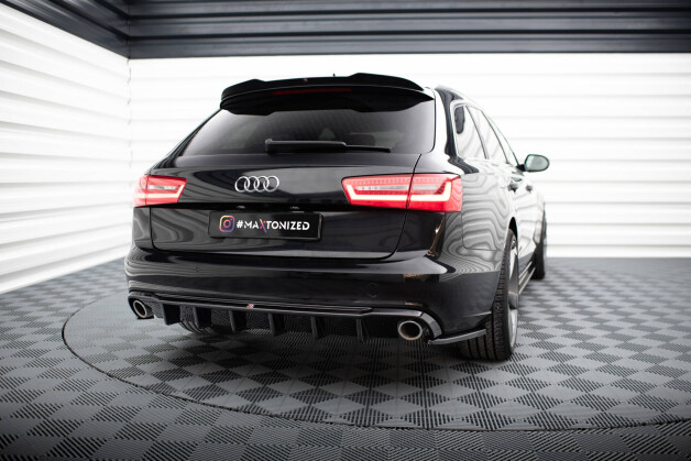 Heck Ansatz Diffusor passend für Audi A6 Limousine / Avant C7 schwarz Hochglanz