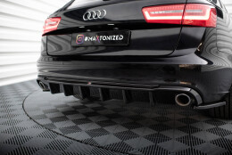 Heck Ansatz Diffusor passend für Audi A6 Limousine / Avant C7 schwarz Hochglanz