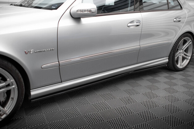 Seitenschweller Ansatz Cup Leisten passend für Mercedes-Benz E 55 AMG W211 schwarz Hochglanz