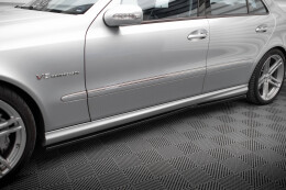 Seitenschweller Ansatz Cup Leisten für Mercedes-Benz E 55 AMG W211 schwarz Hochglanz