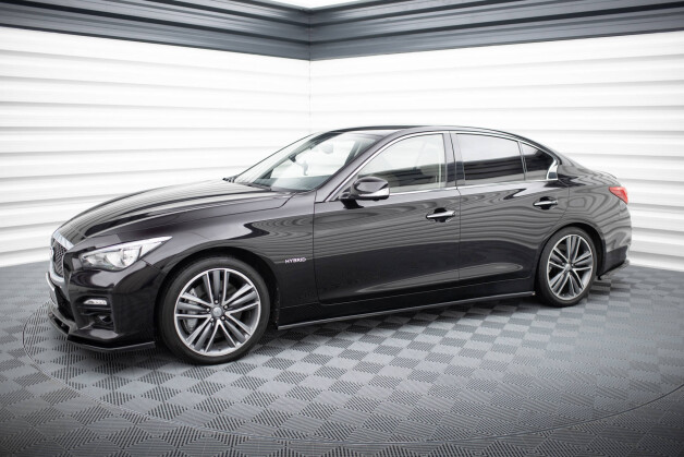 Seitenschweller Ansatz Cup Leisten V.2 passend für Infiniti Q50 S Mk1 schwarz Hochglanz