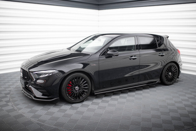 Seitenschweller Ansatz Cup Leisten passend für Mercedes-AMG A35 W177 Facelift schwarz Hochglanz