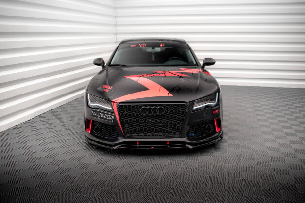 Cup Spoilerlippe Front Ansatz passend für Audi A7 RS7 Look C7 schwarz Hochglanz