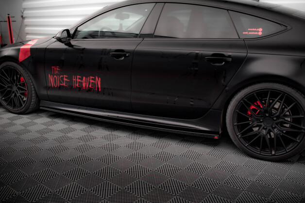 Seitenschweller Ansatz Cup Leisten passend für Audi A7 RS7 Look C7 schwarz Hochglanz