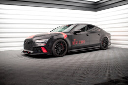 Seitenschweller Ansatz Cup Leisten passend für Audi A7 RS7 Look C7 schwarz Hochglanz