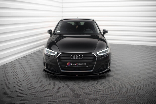 Cup Spoilerlippe Front Ansatz V.1 passend für Audi A3 Sportback 8V Facelift schwarz Hochglanz