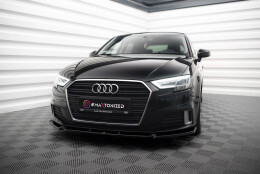 Cup Spoilerlippe Front Ansatz V.1 passend für Audi A3 Sportback 8V Facelift schwarz Hochglanz