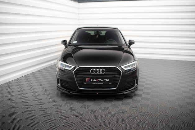 Cup Spoilerlippe Front Ansatz V.2 passend für Audi A3 Sportback 8V Facelift schwarz Hochglanz