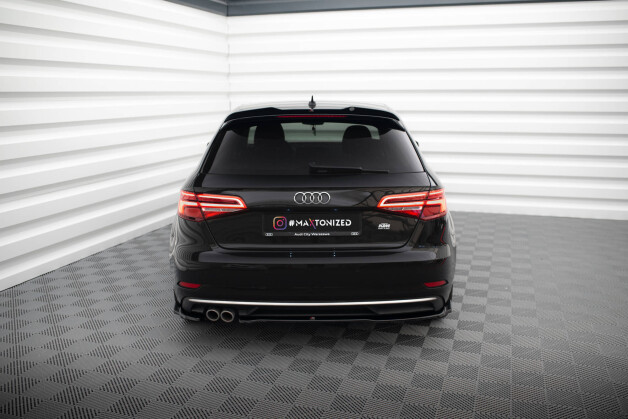 Heck Ansatz Flaps Diffusor passend für Audi A3 Sportback 8V Facelift schwarz Hochglanz