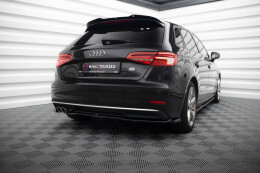 Heck Ansatz Flaps Diffusor für Audi A3 Sportback 8V FL schwarz Hochglanz