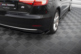 Heck Ansatz Flaps Diffusor passend für Audi A3 Sportback 8V Facelift schwarz Hochglanz