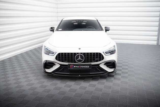 Cup Spoilerlippe Front Ansatz V.1 für Mercedes-AMG GT 43 4 Türer Coupe V8 Styling Paket schwarz Hochglanz