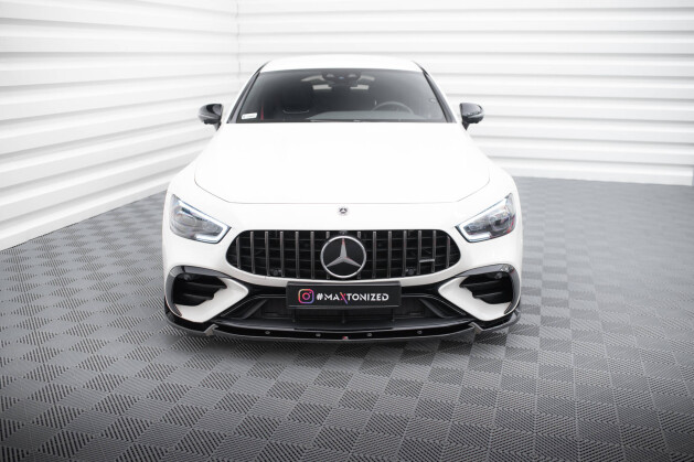 Cup Spoilerlippe Front Ansatz V.2 für Mercedes-AMG GT 43 4 türer Coupe V8 Styling Package schwarz Hochglanz