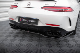 Mittlerer Cup Diffusor Heck Ansatz DTM Look für Mercedes-AMG GT 43 4 Türer Coupe V8 Styling Paket schwarz Hochglanz