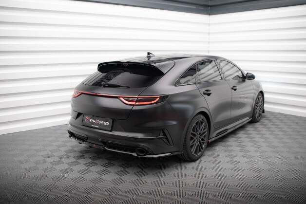 Mittlerer Cup Diffusor Heck Ansatz DTM Look passend für Kia Proceed GT Mk1 Facelift schwarz Hochglanz