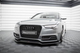 Cup Spoilerlippe Front Ansatz V.4 passend für Audi S5 / A5 S-Line Coupe / Sportback 8T Facelift schwarz Hochglanz