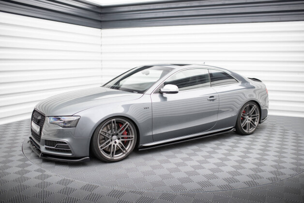 Seitenschweller Ansatz Cup Leisten V.2 passend für Audi S5 / A5 S-Line Coupe 8T schwarz Hochglanz