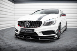 Street+ Spoilerlippe Front Ansatz V.3 passend für Mercedes A45 AMG W176 schwarz Hochglanz