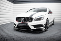 Street+ Spoilerlippe Front Ansatz V.4 passend für Mercedes A45 AMG W176 schwarz Hochglanz