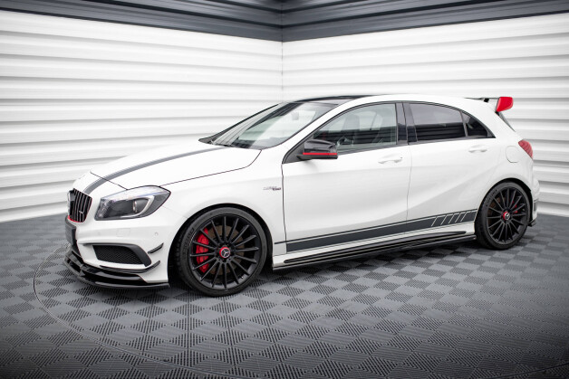 Seitenschweller Ansatz Cup Leisten passend für Mercedes-Benz A45 AMG W176 schwarz Hochglanz