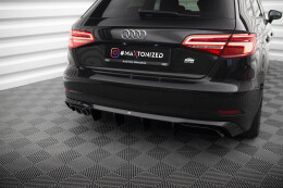 Heck Ansatz Diffusor für Audi A3 Sportback 8V Facelift (Doppelauspuff li.) schwarz Hochglanz