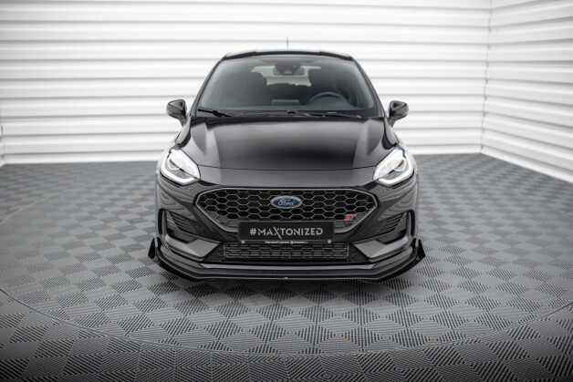Street Pro Cup Spoilerlippe Front Ansatz + Flaps für Ford Fiesta ST Mk8 Facelift schwarz Hochglanz