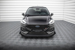 Street Pro Cup Spoilerlippe Front Ansatz für Ford Fiesta ST / ST-Line Mk8 Facelift schwarz+ Hochglanz Flaps