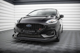 Street Pro Cup Spoilerlippe Front Ansatz für Ford Fiesta ST / ST-Line Mk8 Facelift schwarz+ Hochglanz Flaps